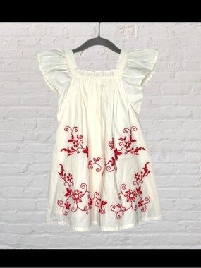 Zara Embroidered Flutter Sleeve Dress